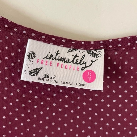 Free People Intimately Voile Trapeze Lace Ruffle Slip Dress in burgundy - Picture 5 of 7